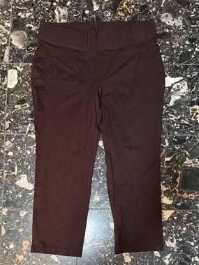 Nygard Slims Plus Size 20-22 2X Woman Lady Chocolate Brown Ponte Crop Pants